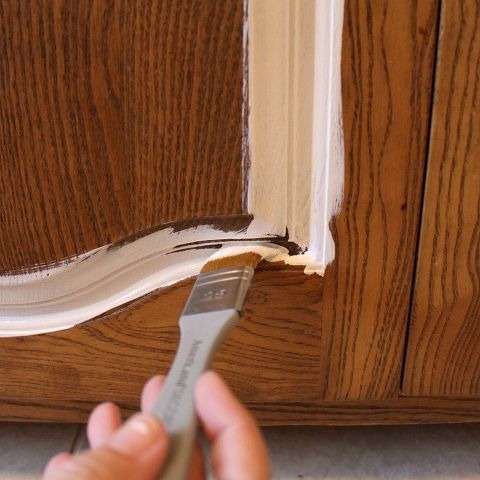 painting bathroom cabinets, use a foam roller or brush