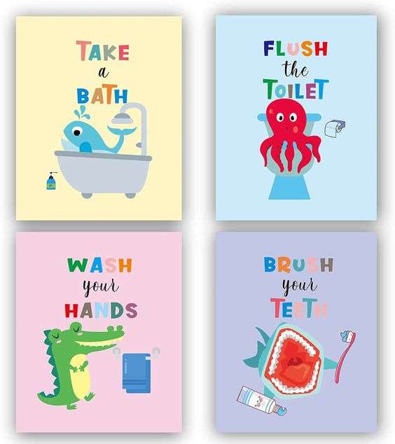 child's artwork  for your  kids' bathroom
