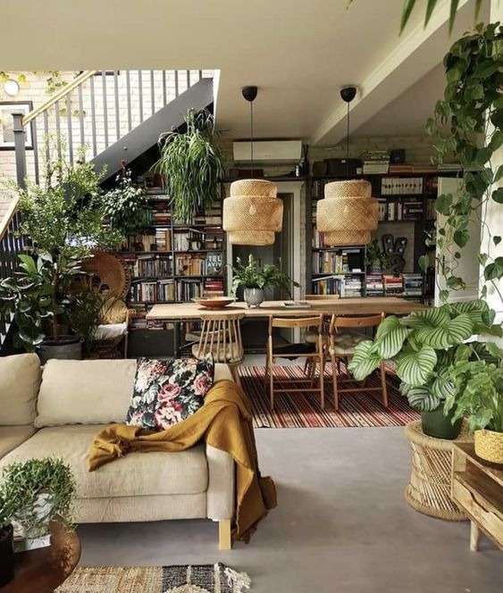  greenery in your  living room with dining room 