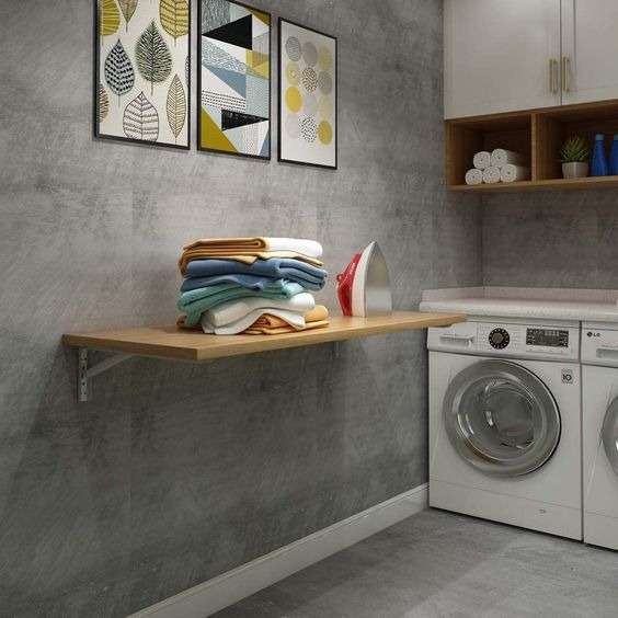 Incorporate Fold-Down Surfaces in  Laundry Room