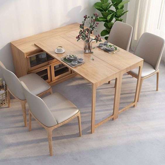 Hidden Storage of the minimalist dining table 