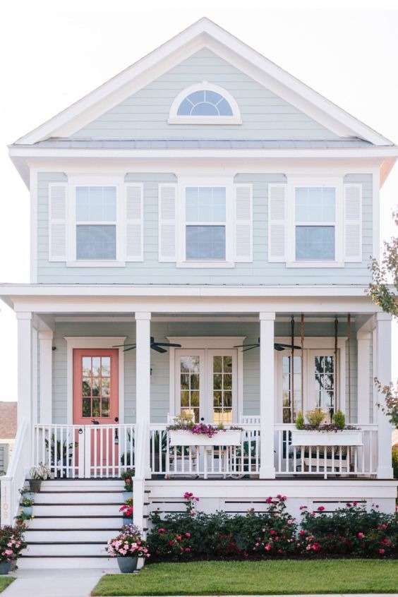 Calming blues for the Farmhouse Exterior