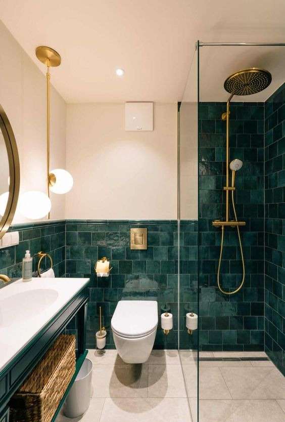 green bohemian bathroom:
