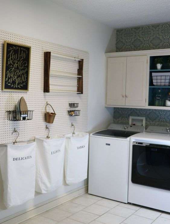 Use Hooks and Rackss  for Laundry Room Organisation