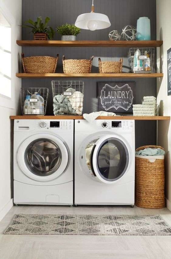 Utilize Baskets and Containers in Laundry room