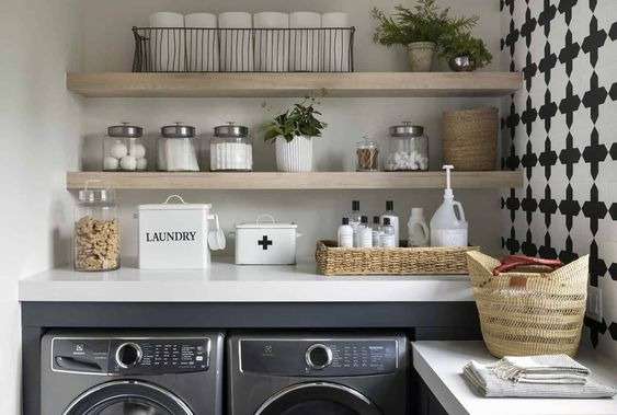 Floating Shelves for Laundry Room Organisation