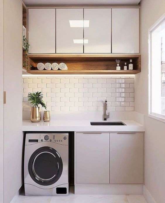 Cabinets with Shelves for Laundry Room Organisation