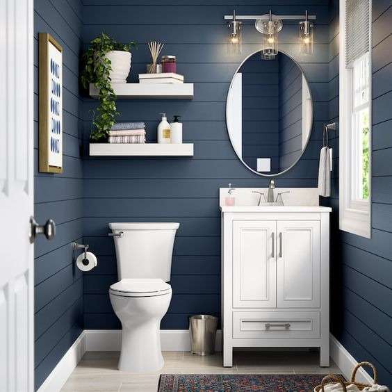 single wall and applying shiplap in bathroom