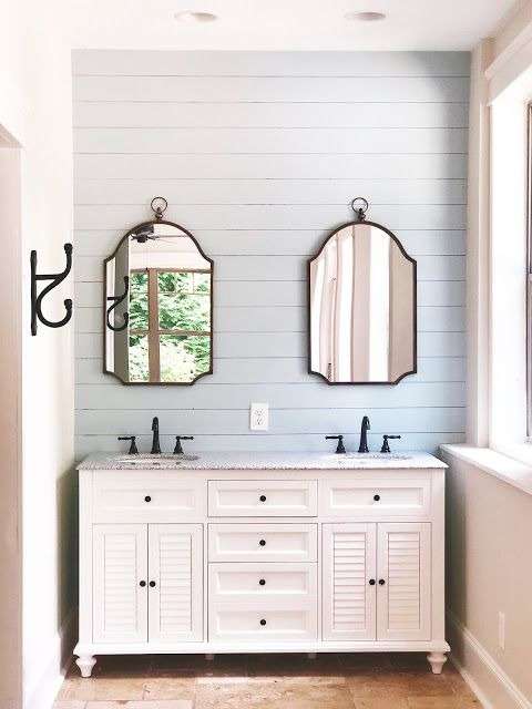 light-colored shiplap in bathroom