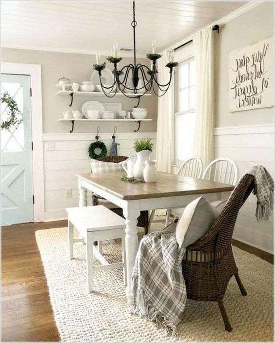 dining area with Shiplap Walls