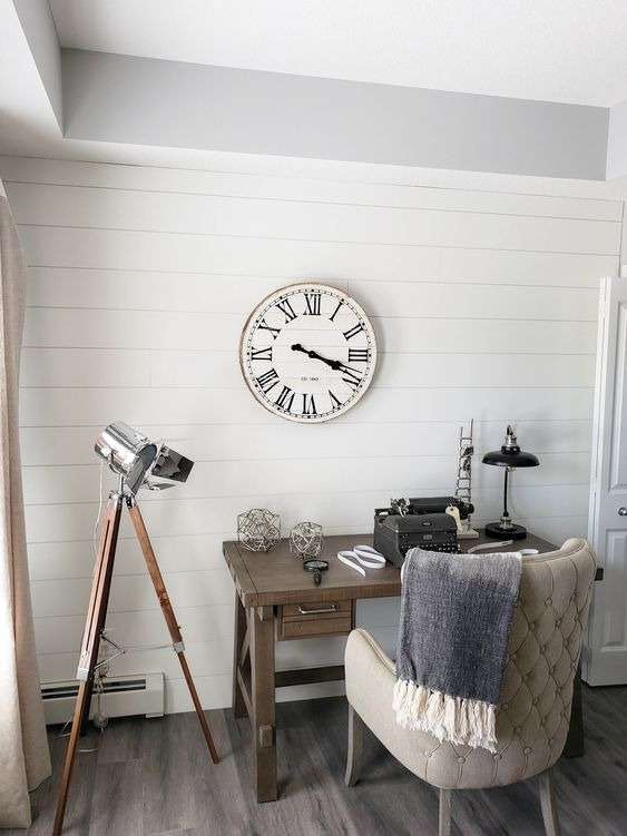 Stylish Home Office with Shiplap Walls