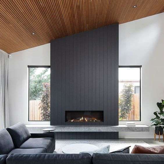  fireplace  with Shiplap Walls