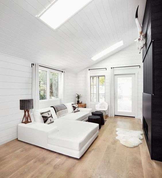 Shiplap Walls with white paint