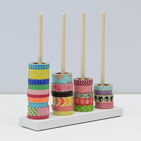 Reuse a jewelry holder for Washi tape and other supplies: 