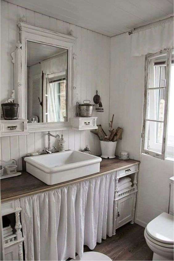 Old-style mirrors  In Cottage Country bathroom