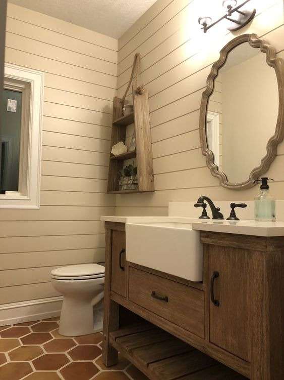 terracotta shiplap wall