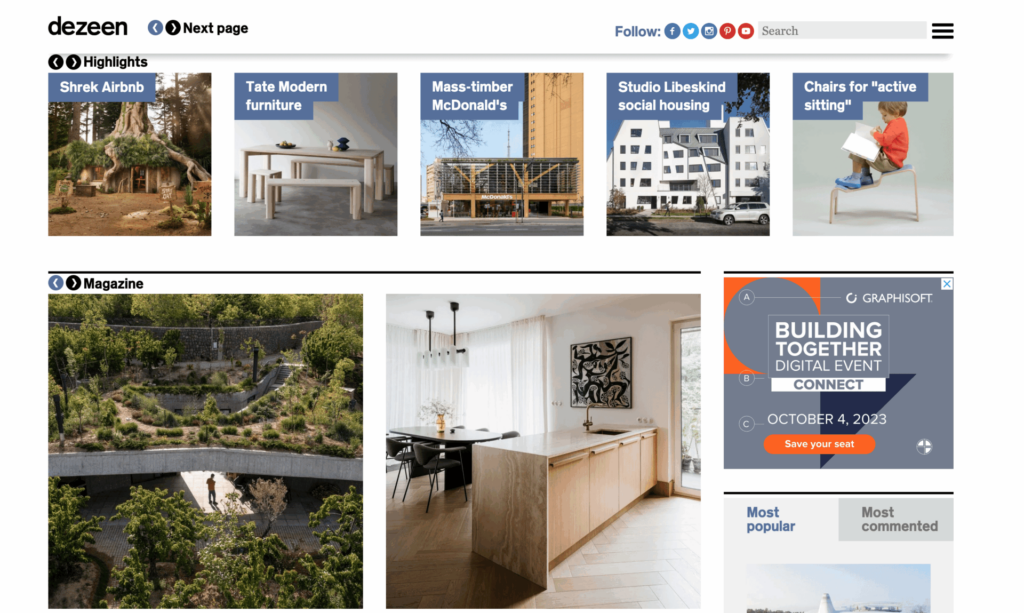 Interior design blogs : "Dezeen" - Where Architecture Meets Design
