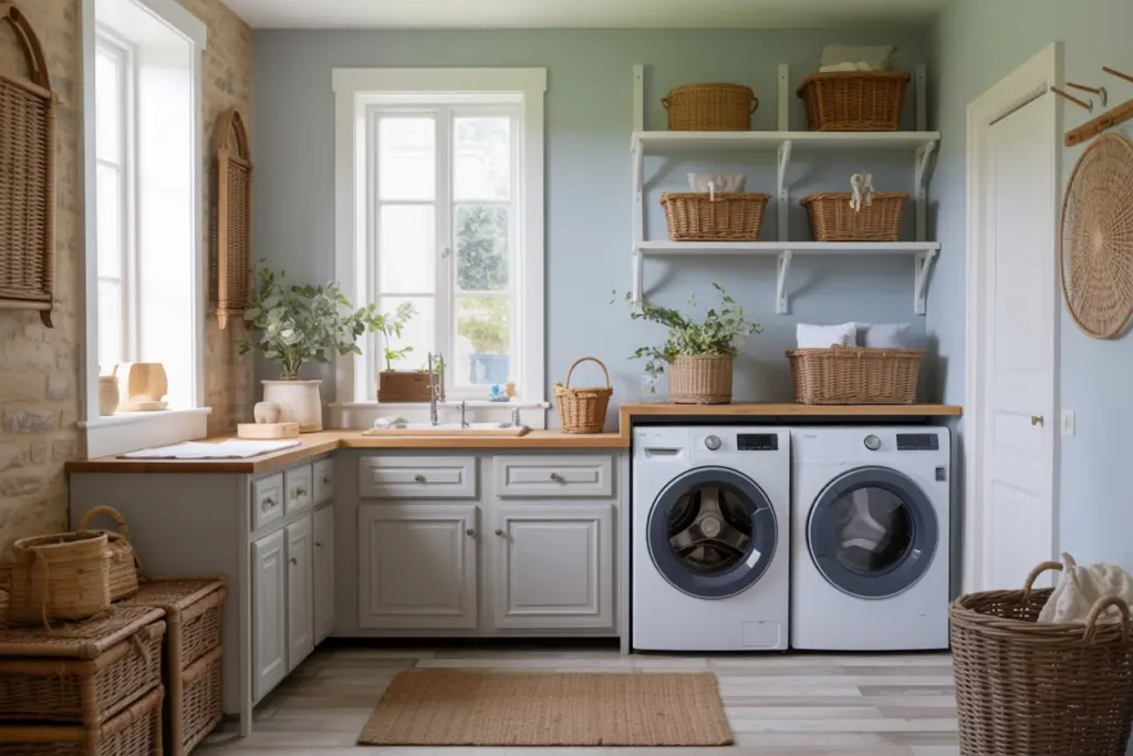 Natural Materials for your French Country Laundry Room