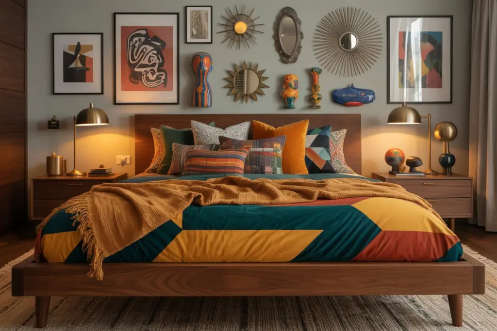 Maximalist Mid Century Modern Bedroom