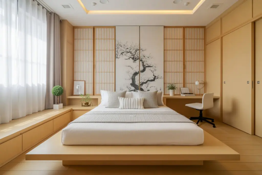 Textures and Fabrics in your Japandi bedroom 