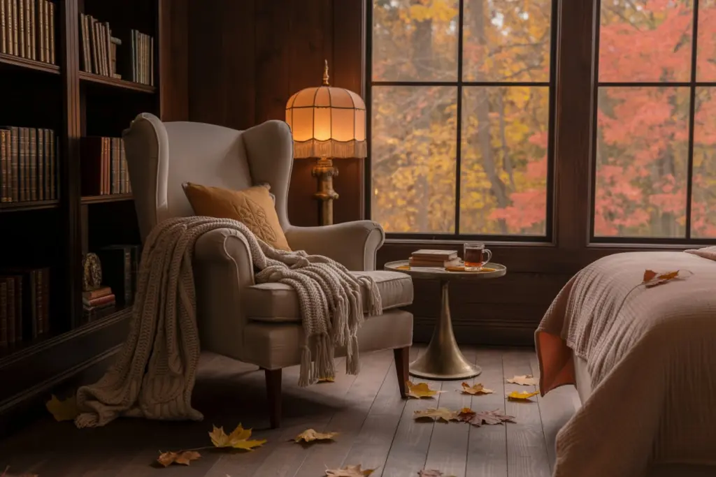 10+ Fall Bedroom Ideas: How To Cozying Up Your Bedroom 10 Fall reading nook