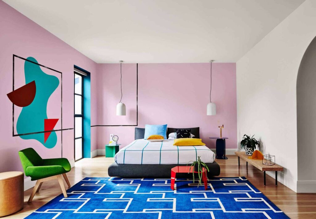 Memphis Design bedroom in 80s interior design