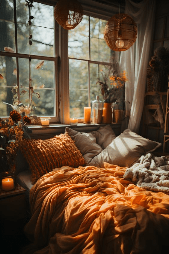 Warm Witchy Fall Themed Cozy Bedroom