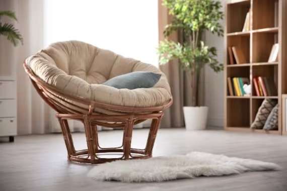 Papasan armchair in living room