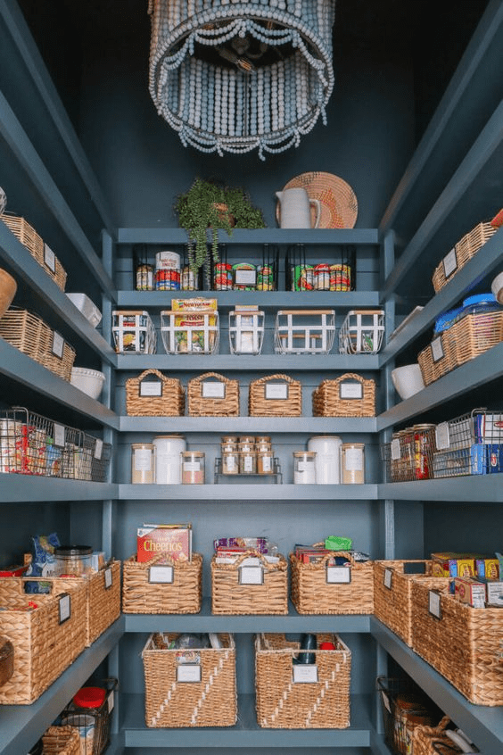 pale blue farmhouse pantry