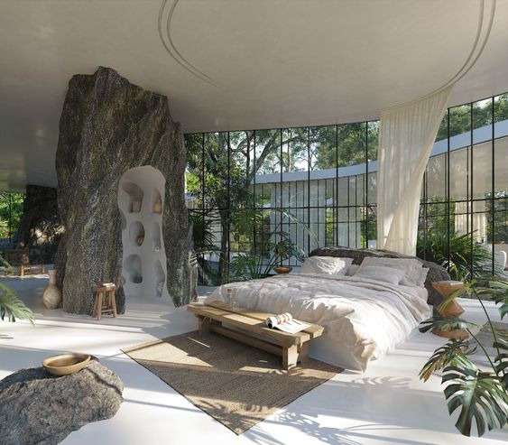 Brutalist design with green
