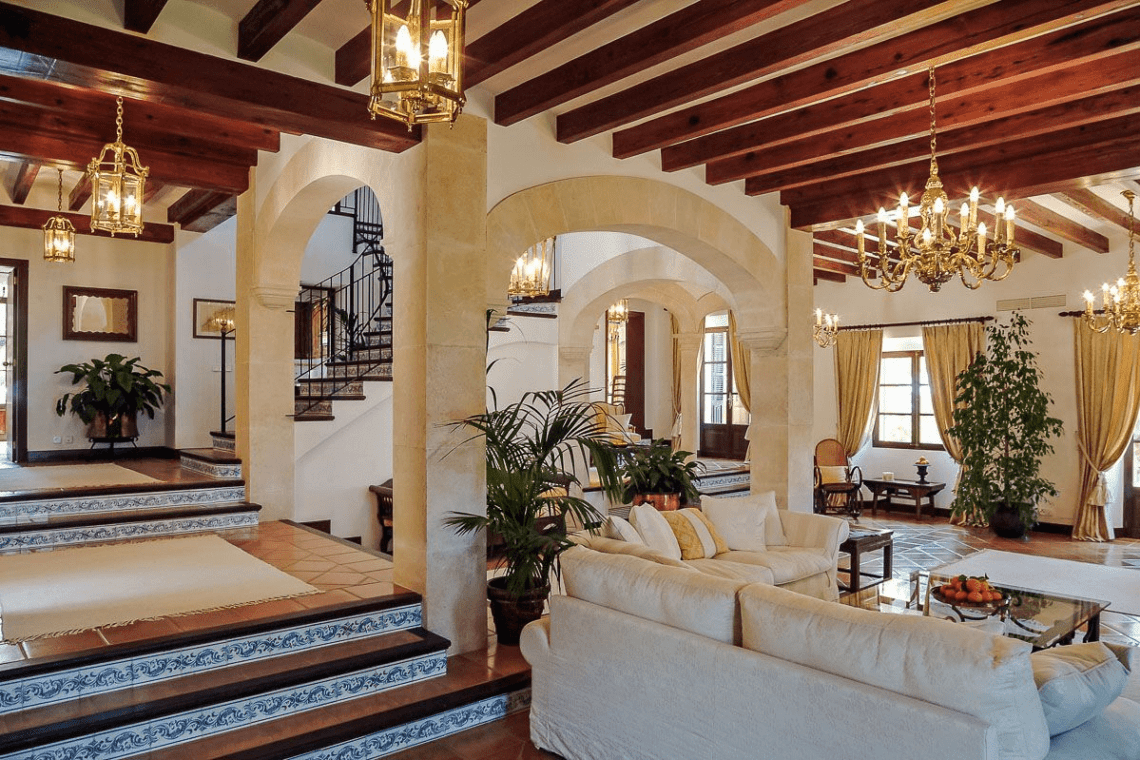 Wooden Beams  in hacienda house design