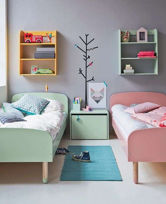 Shared Bedroom: Color Coding: Define Zones