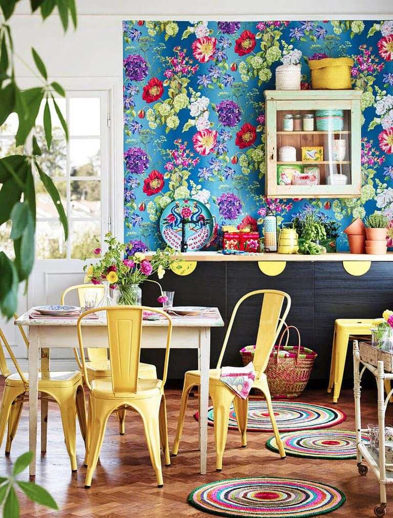 Maximalist Decor Kitchen : Patterned Backsplash 