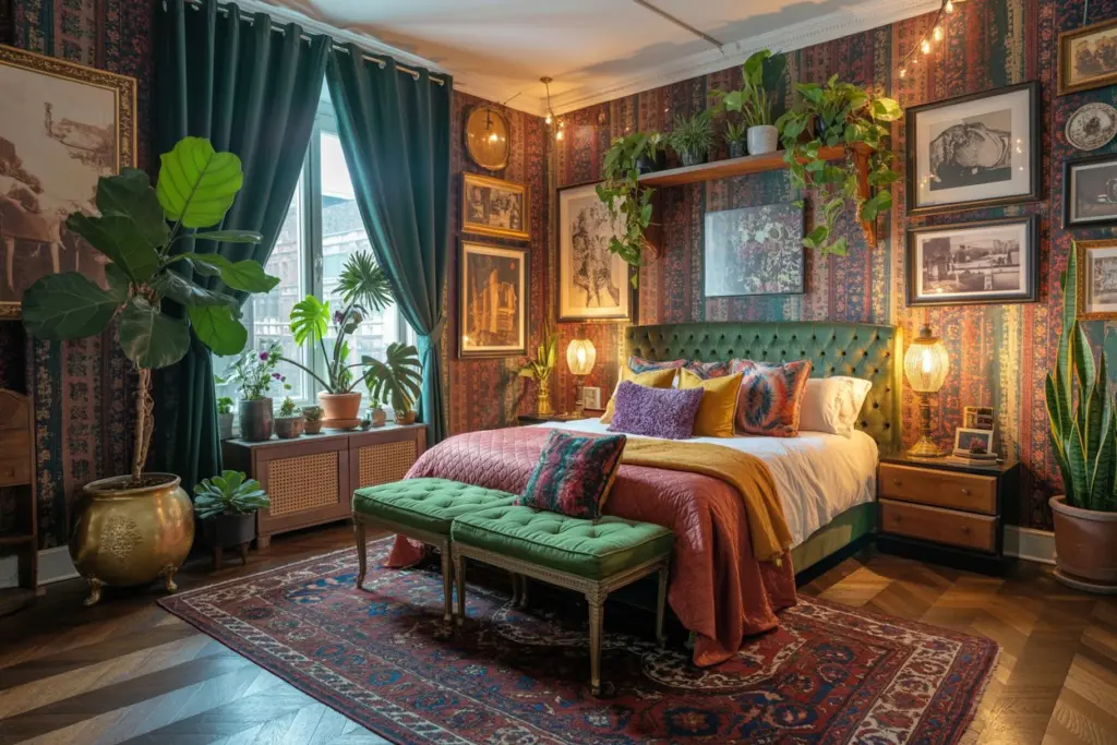 Maximalist Bedroom with Plants and Greenery