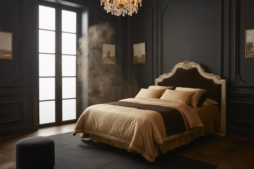 dark academia interior design| Dark Academia Bedroom