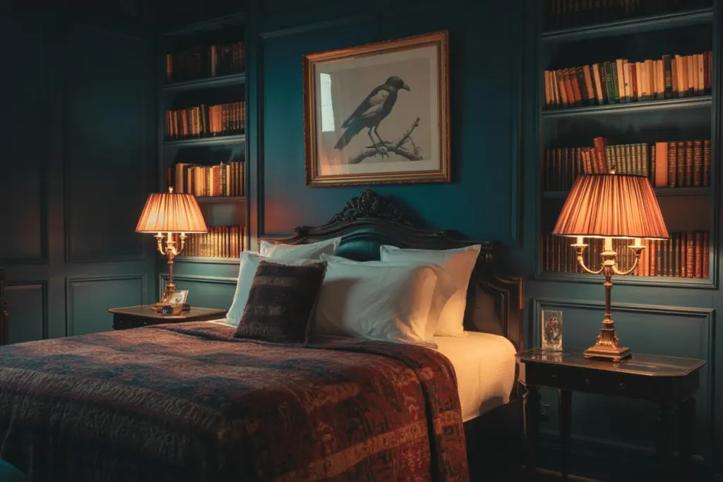 dark academia style bedroom