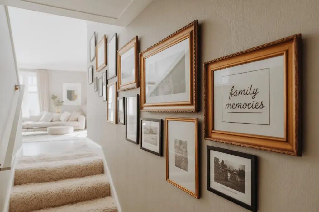 half wall by stairs decor