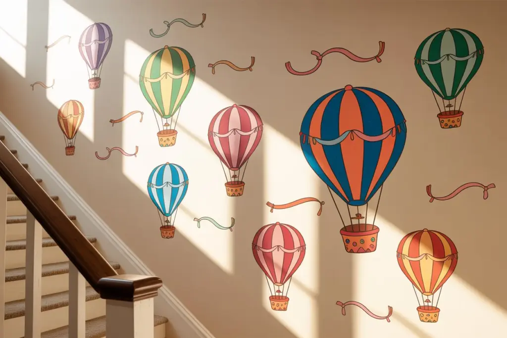  stair wall decor with decals and stickers 