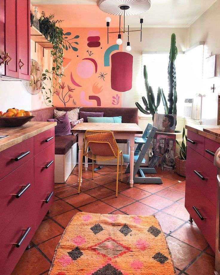 Maximalist Decor Kitchen : colorful cabinets