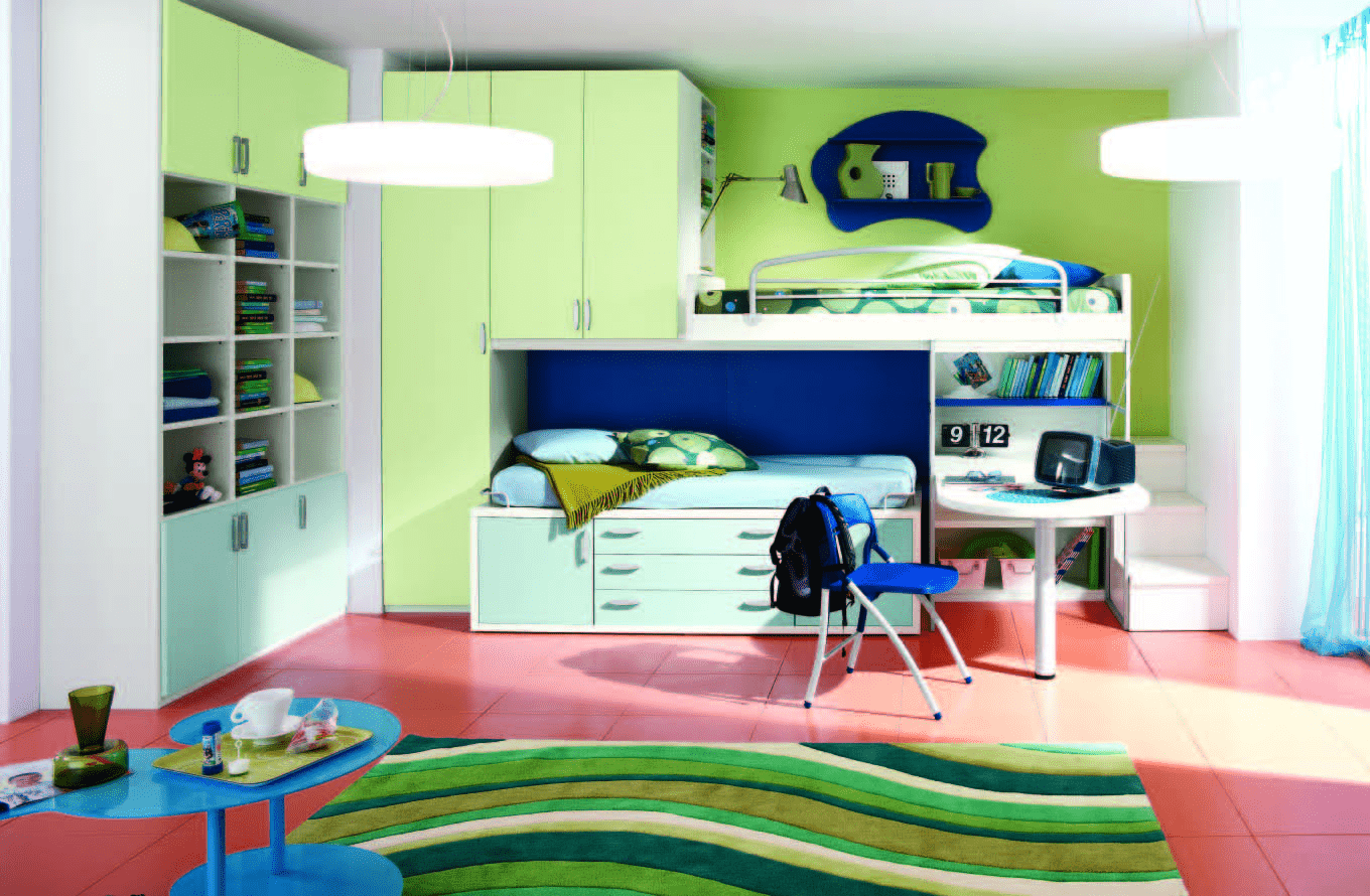 teen boys bedroom with bunk beds