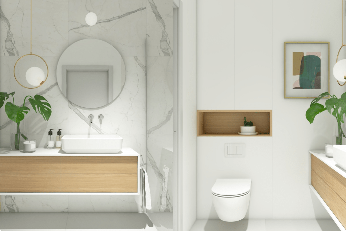 Minimalistic and Functional Bathroom Design| Minimalistic bathroom Wall decor