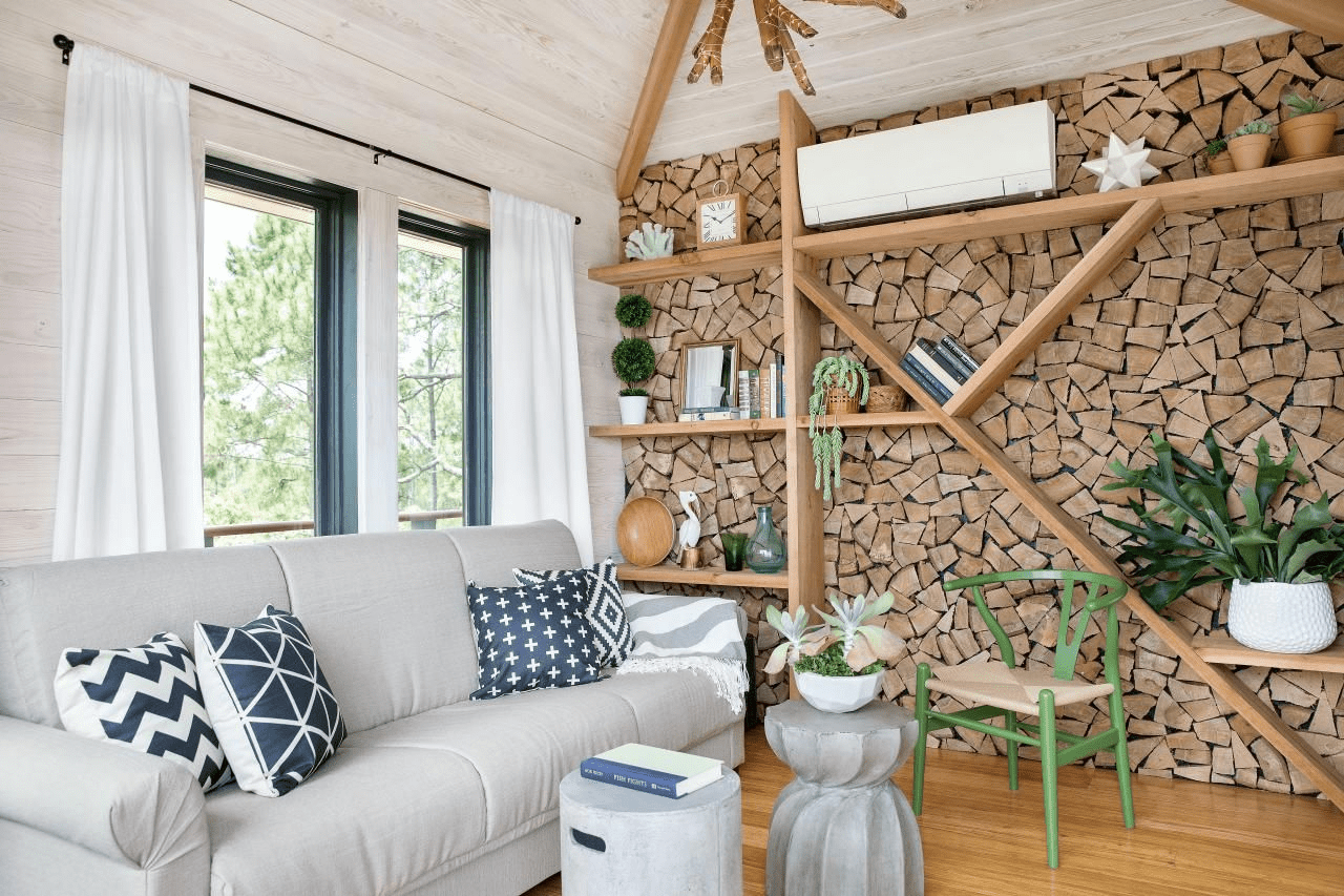  Wooden accents in winter home
