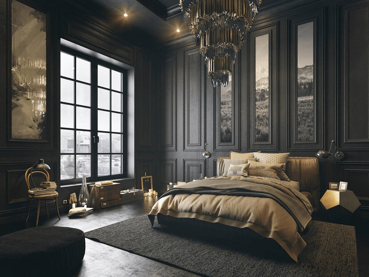dark academia interior design| Dark Academia Bedroom