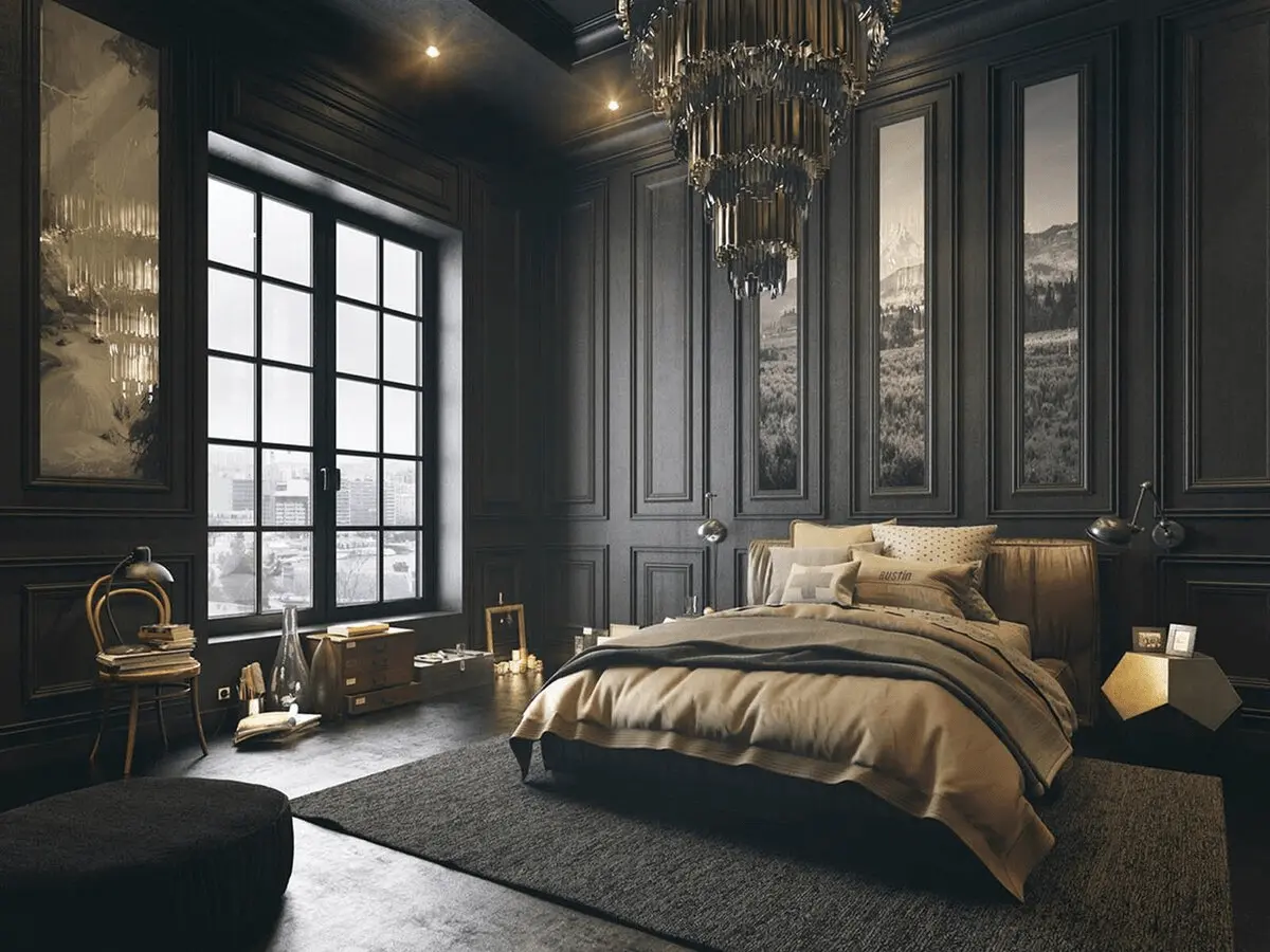 dark academia interior design| Dark Academia Bedroom