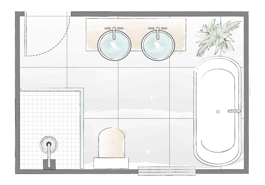 bathroom Three-Fixture Layout