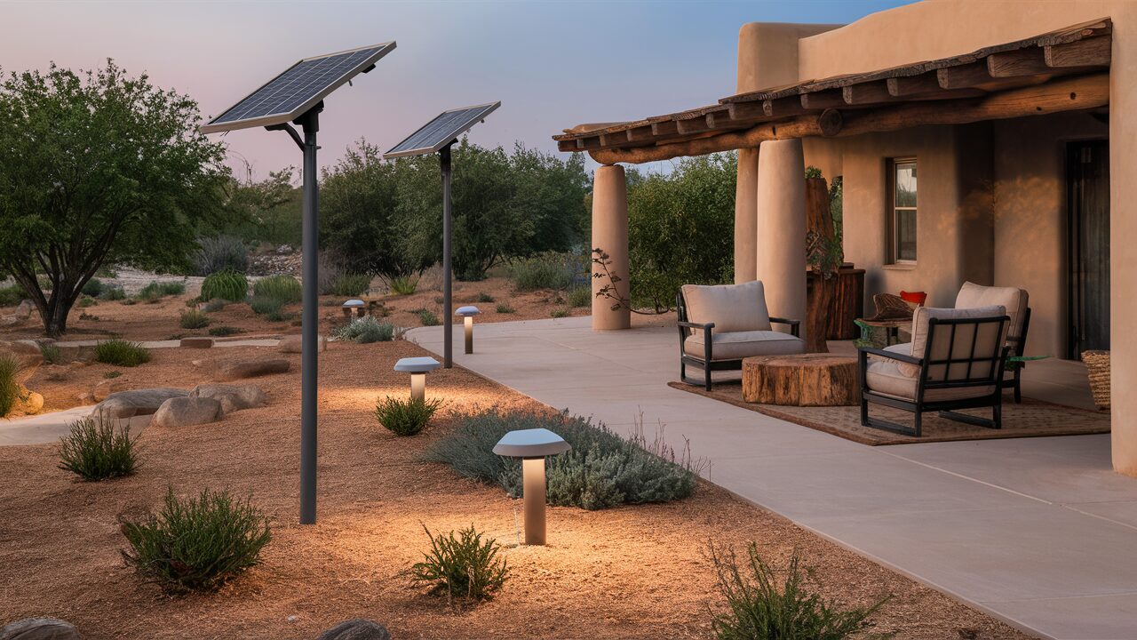 Southwest patio| solar-powered outdoor lights