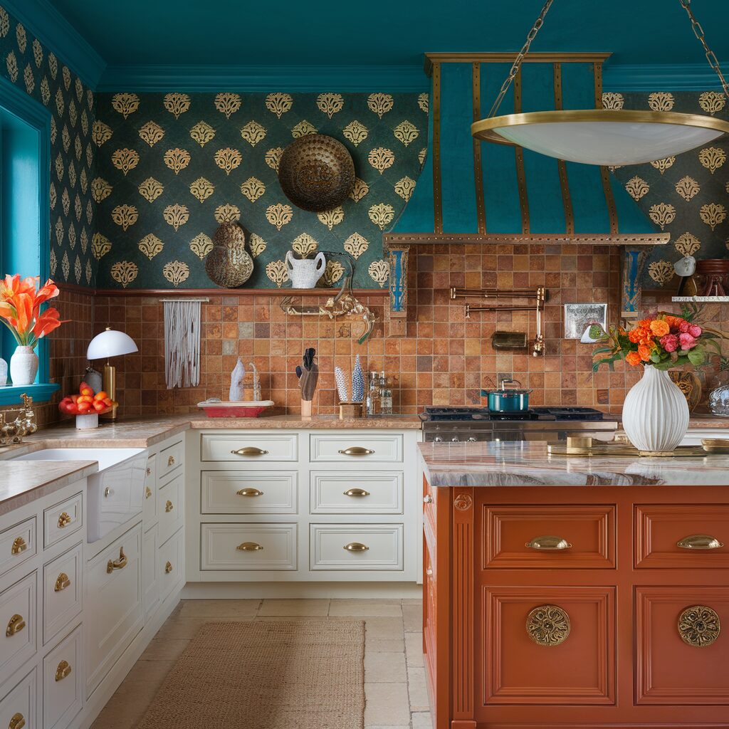 Bohemian Kitchens with vibrant colors and patterns