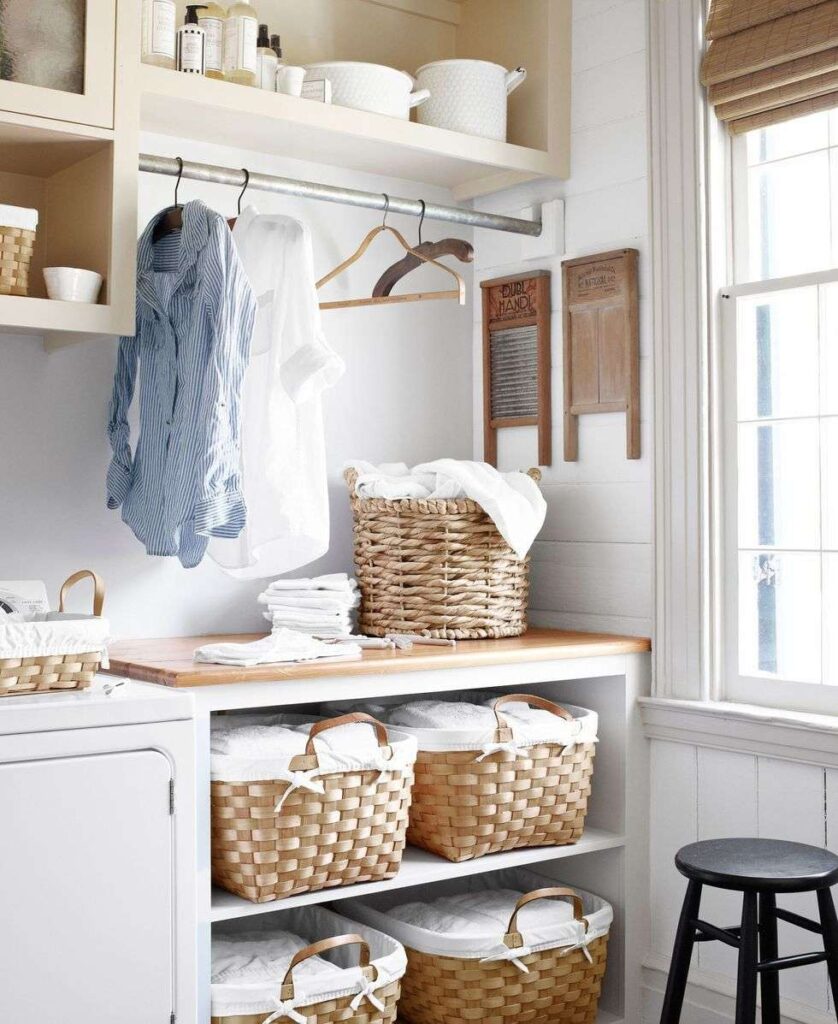 Woven Baskets french country laundry room