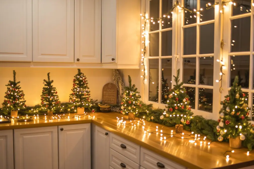 Charming Mini Christmas Trees on Countertops