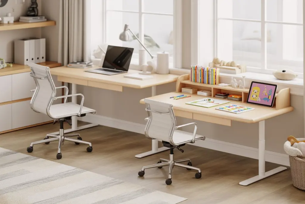 home office and playroom